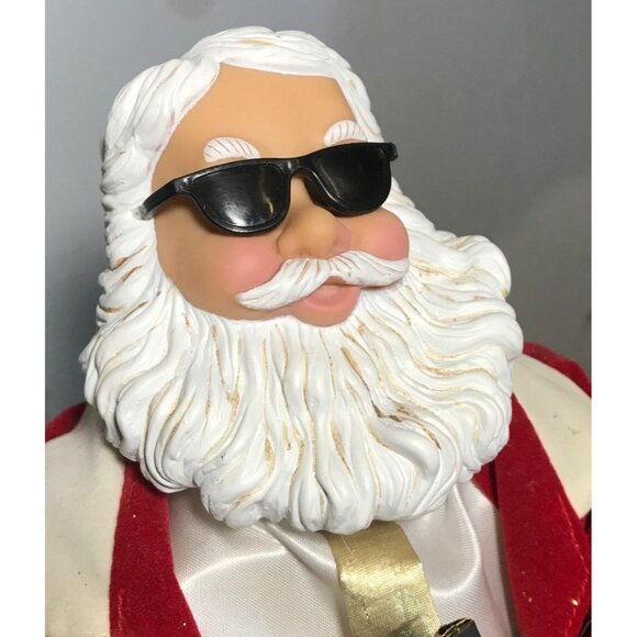 Animated Jazz Santa Claus Saxaphone Velvet Suit Jingle Bells 15" READ - Picture 6 of 10